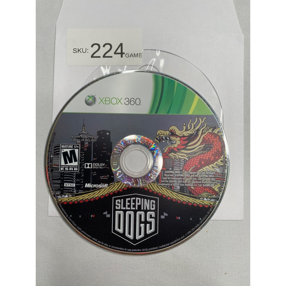 Sleeping Dogs Xbox 360 Microsoft 2012 Action Adventure Game Disc Only